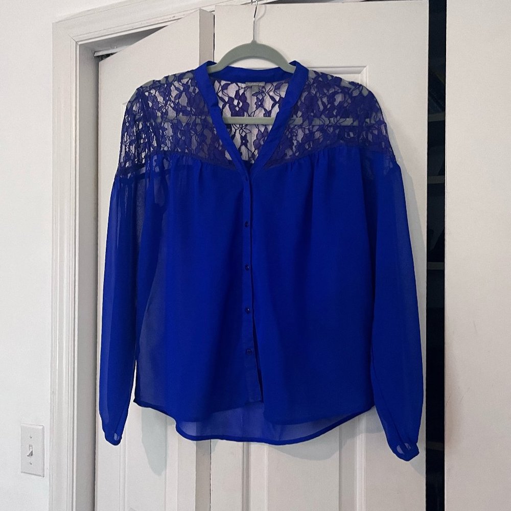 Blue Charlotte Russe sheer blouse
